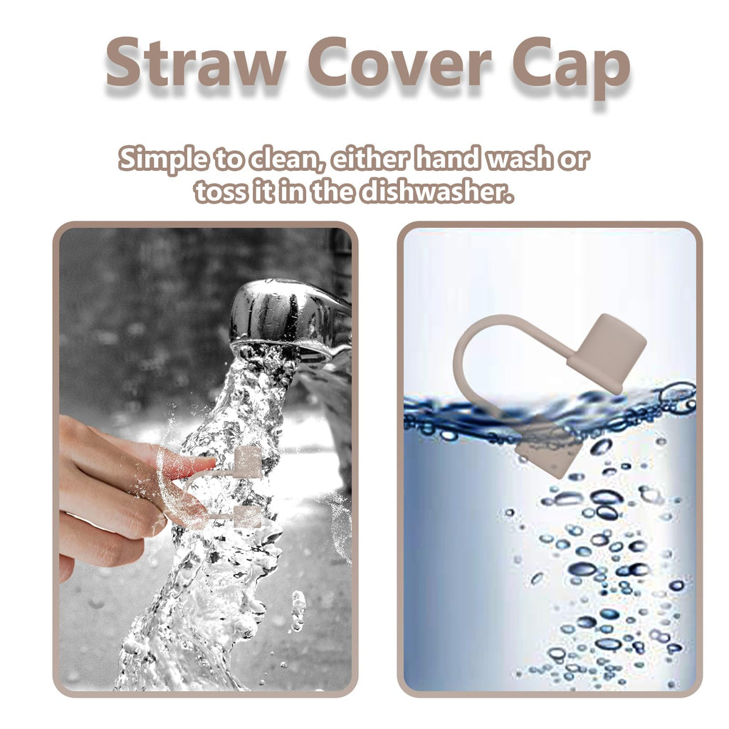 GGDECA 7Pcs Straw Cover Cap for Stanley Cup,Simple 10mm(0.4inch) Silicone Straw Toppers for Stanley 40&30oz Tumbler Accessories-Brown