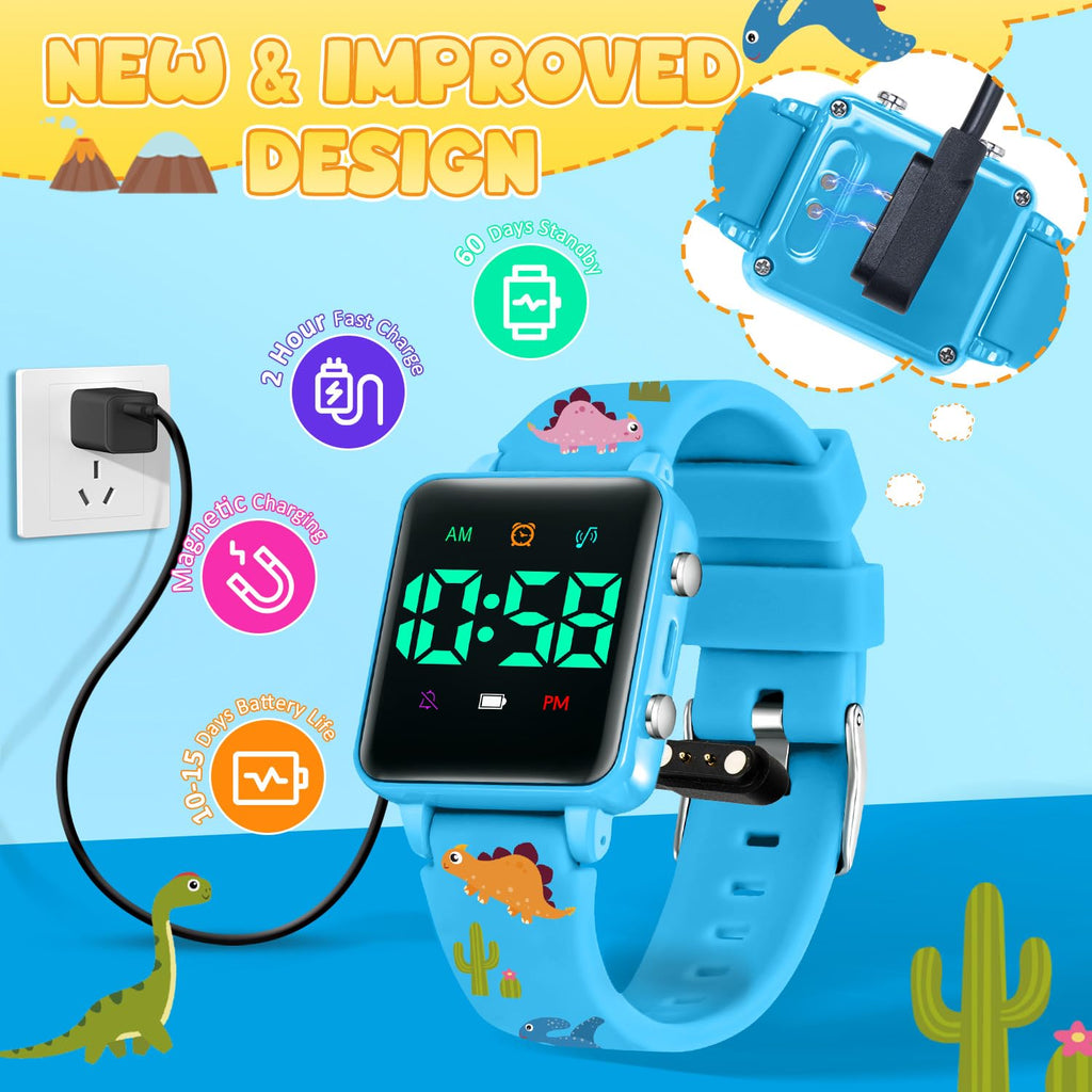 Timever Potty Training Watch for Kids 2-9, Upgraded Magnetic Charging Reminder Toddler Watch with Music/Vibration/Colorful Lights Countdown, Cute Silicone Strap Waterproof Digital Watch for Boys Girls