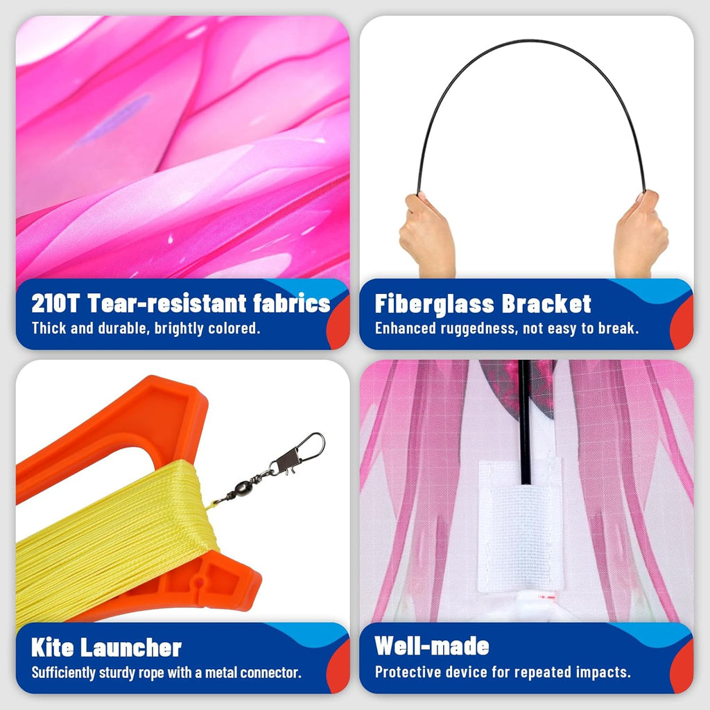 SGftre Butterfly Kite - Easy-Flying Outdoor Toy for Kids & Adults | Perfect for Beach Fun (Pink Dreamy Butterfly)
