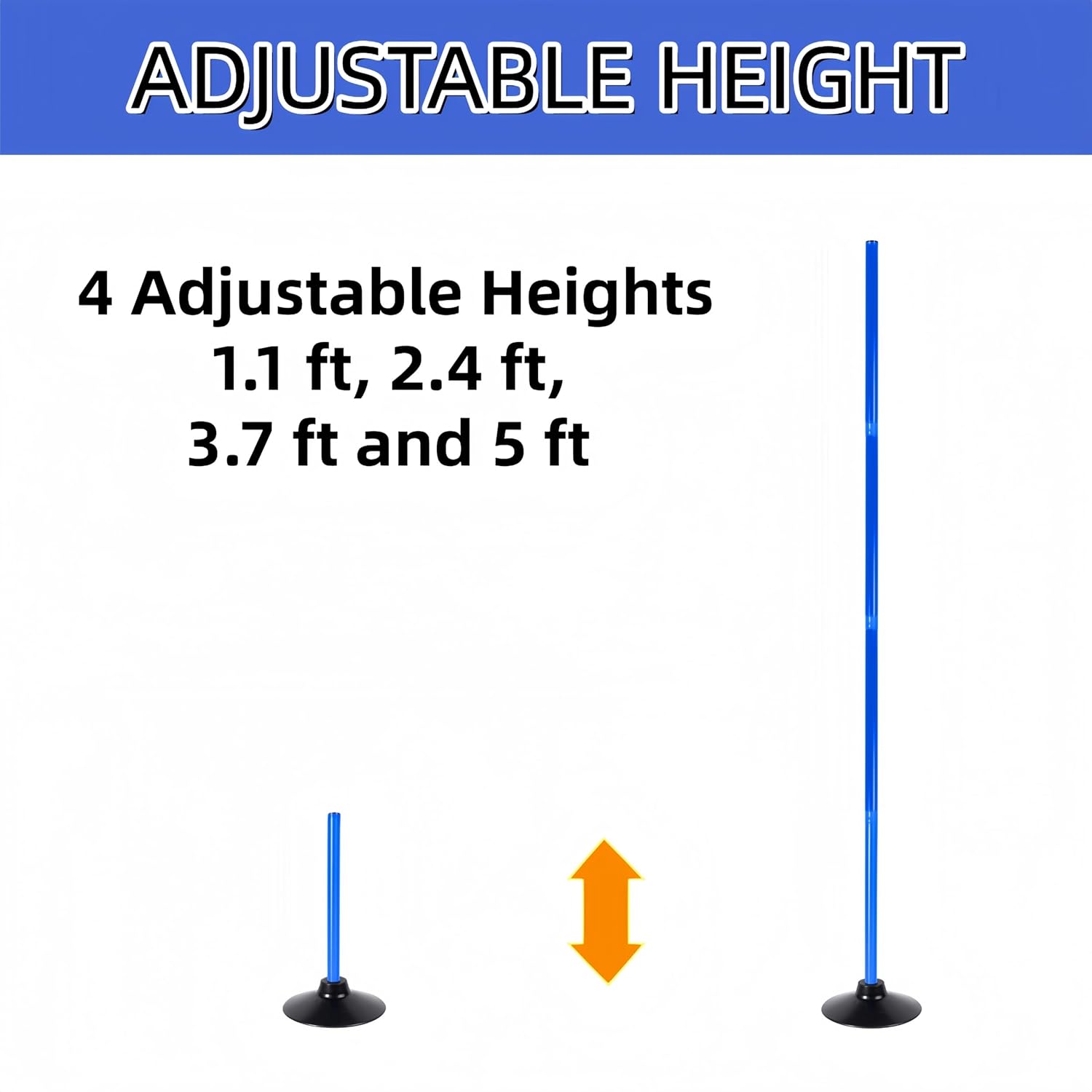Skiennix 4 Pack Soccer Agility Training Poles - 5 FT Adjustable Speed Equipment for Football & Dog Practice