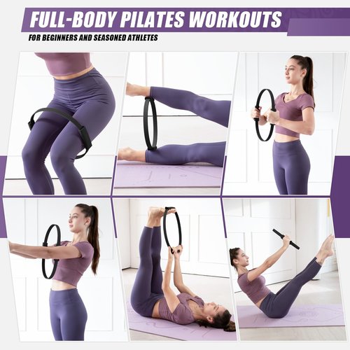 Krightlink Pilates Ring Circle, 14" Magic Circle Pilates Rings for Focusing on Toning Inner Thighs, Arms, and Core, Fitness Exercise Ring Workout Ring for Yoga and Pilates (Black)