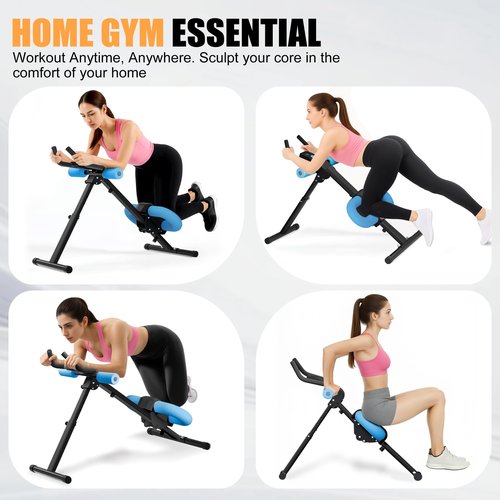 Abdominal Trainers - Adjustable Ab Trainer Machine, Foldable Abdominal Workout Equipment with Knee Protection - Home Gym Core Strength Trainer for Men & Women - Blue