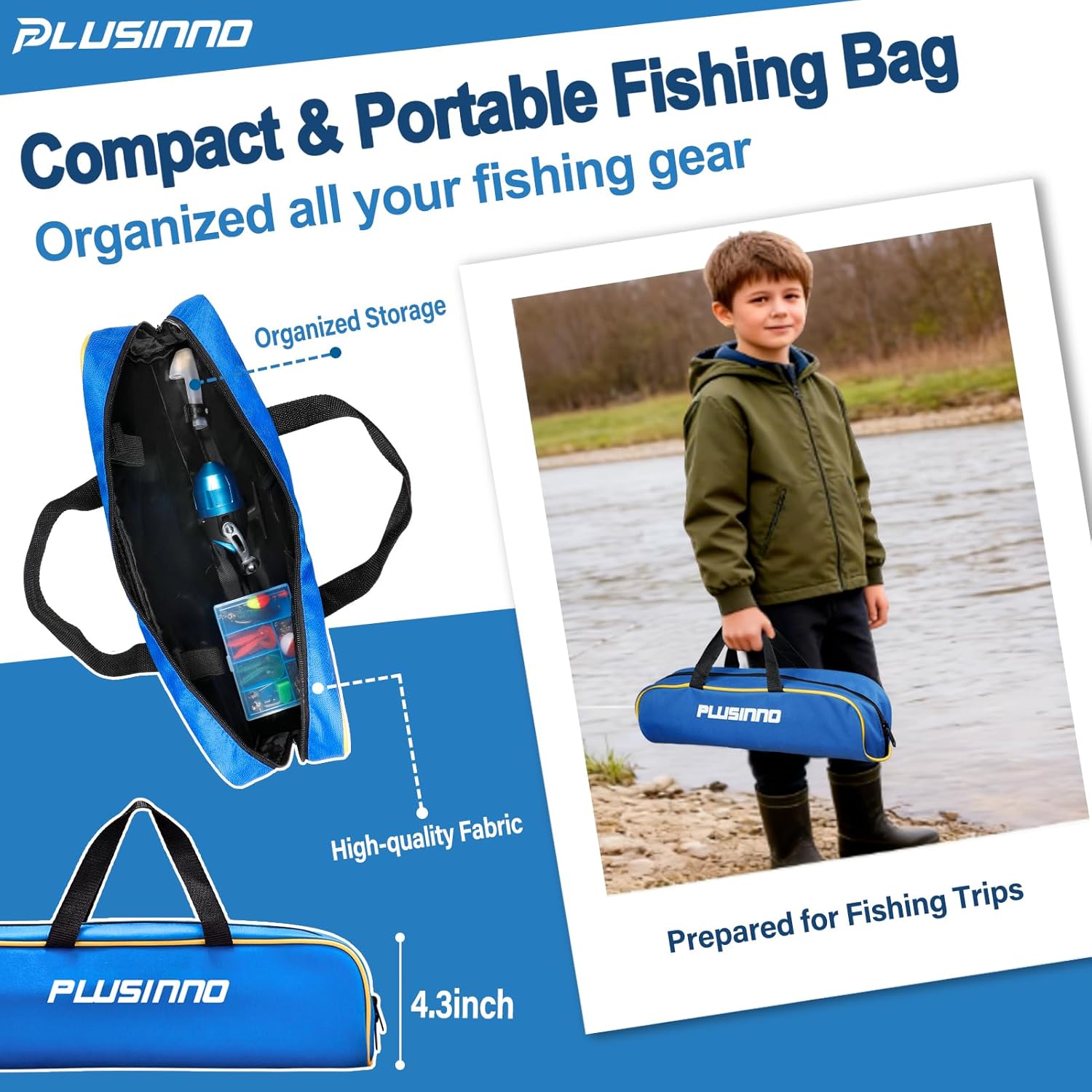 PLUSINNO Kids Fishing Pole - Telescopic Spincast Rod Combo for Boys, Girls & Adults - Complete Kit