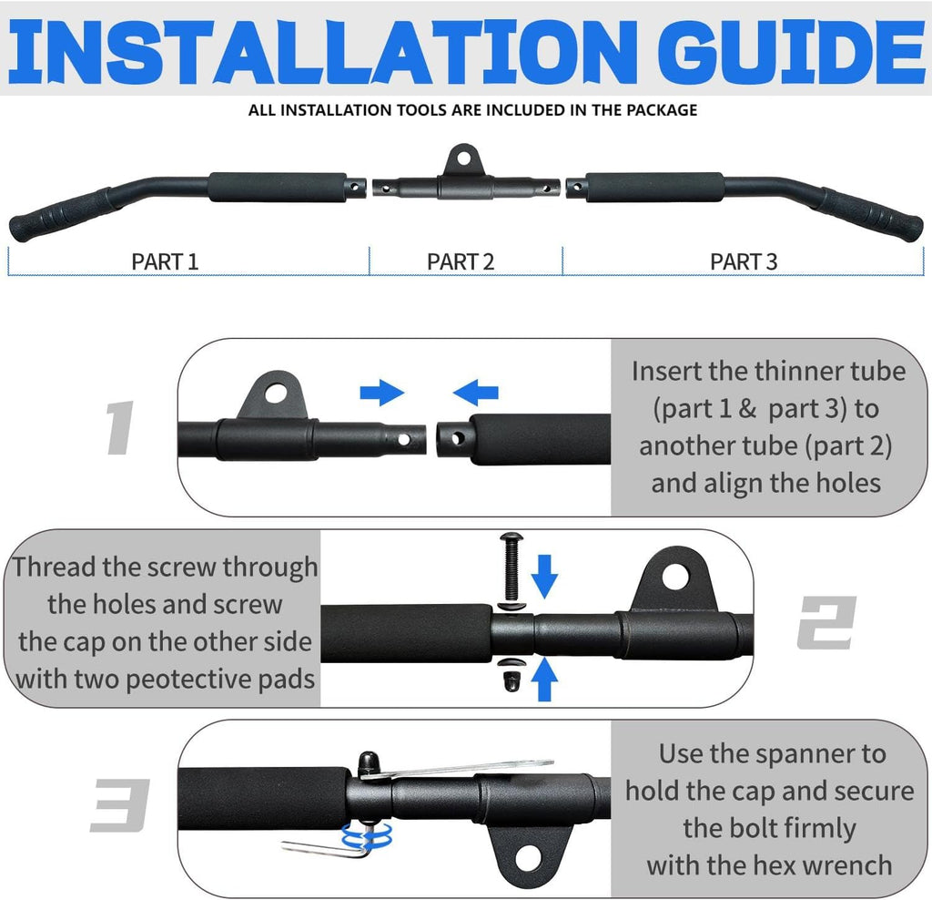 Rotating LAT Pull Down Bar by [Brand Name] - 39.4'' Cable Attachment for Gym Pulley System
