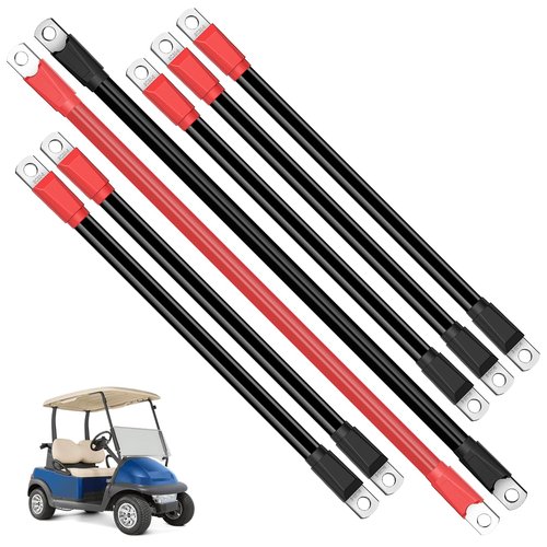 DRIVE UP Golf Cart Battery Cables, Heavy Duty Club Car Battery Cables Fits for Club Car DS and Precedent 1994-Up 48V Golf Carts, 7 PCS 4 Gauge Pure Copper Golf Cart Battery Wiring Cables