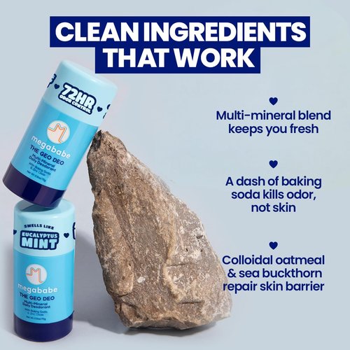 Megababe Daily Deodorant - Aluminum-Free Geo Deo with 72-Hour Odor Protection | 2.6 oz Natural Formula