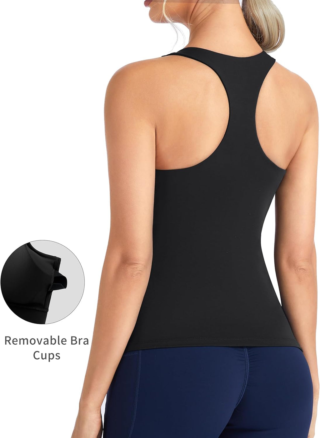 The Gym People Women's Longline Yoga Sports Bra - Racerback, Slim Fit, Padded Workout Top