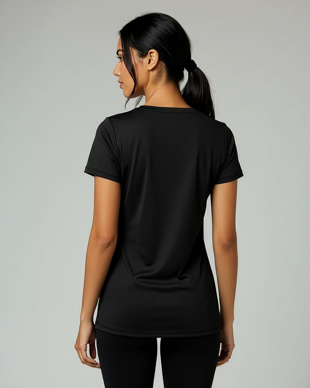 Real Essentials Women's Dry-Fit V-Neck Short Sleeve Workout Tee - 5 Pack | Plus Size Available