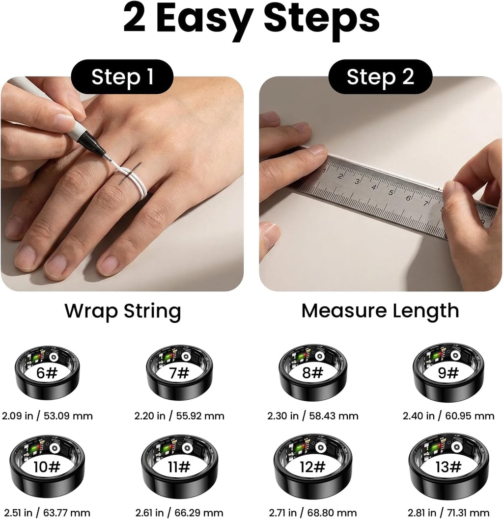 Skiennix Smart Ring - Activity, Sleep & Heart Rate Tracker | IP68 Waterproof, No Subscription Fee, Compatible with iPhone & Android