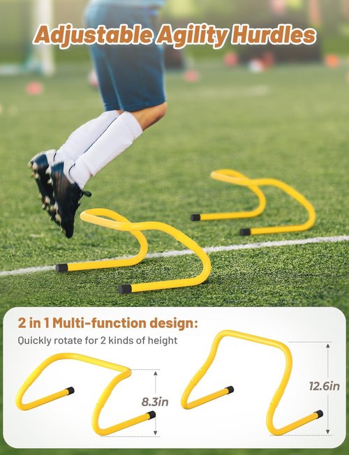 GHB Agility Hurdles - 5/6 Pack Foldable Speed Training Equipment Set with Carry Bag for Athletes