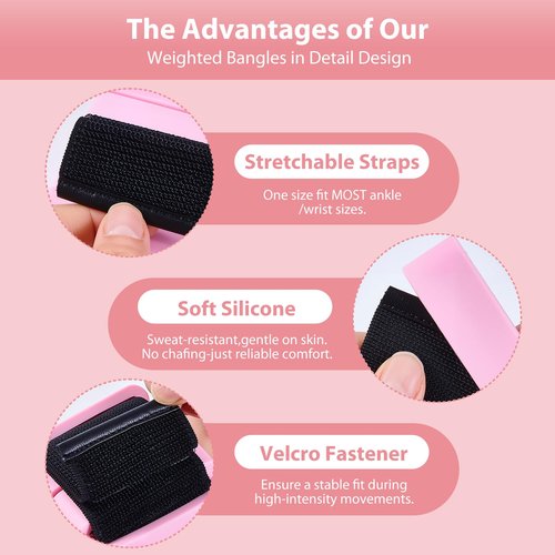 Wrist Ankle Weights for Women Men, Wearable Strong Arm & Leg Weights Set of 2(1LB Each), Adjustable Ankle Weights for Pilates, Walking, Running, Yoga, Workout, Gym