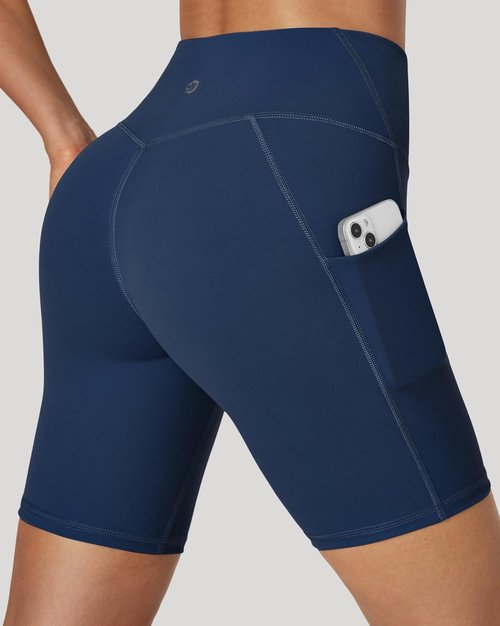 IUGA High-Waisted Biker Shorts for Women - Tummy Control & Pockets | 8" Compression Yoga Shorts