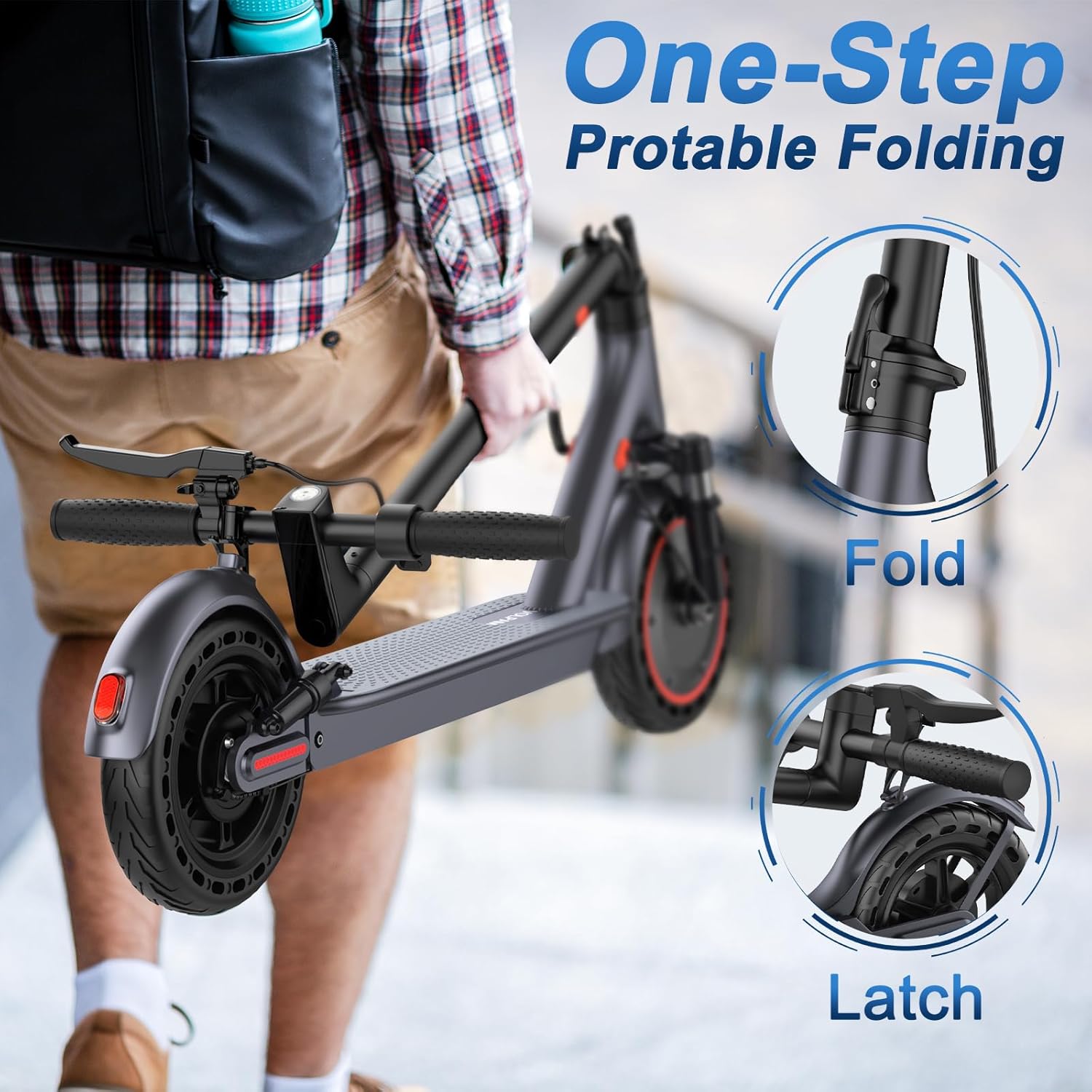 VOLPAM Electric Scooter - Dual Suspension, 500W/800W Motor, 19/22 MPH, Long Range 60/40/31/23 Miles, Max Load 264 lbs