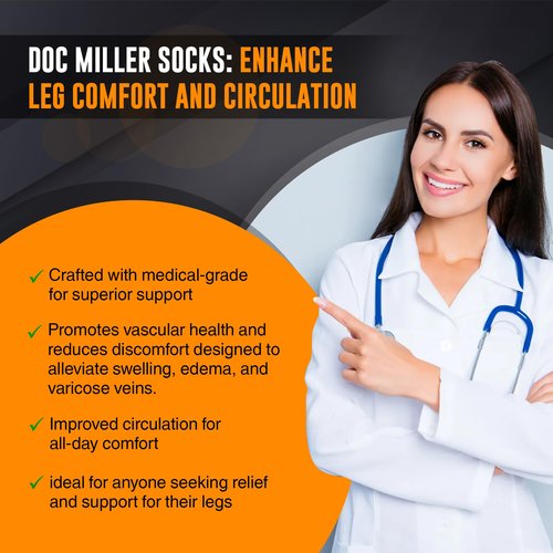 Doc Miller Thigh High Compression Socks – Footless 15-20 mmHg Support Hose for Men & Women, No Foot Leg Sleeves for Circulation, Travel, Work, Pregnancy, Daily Wear – 1 Pair