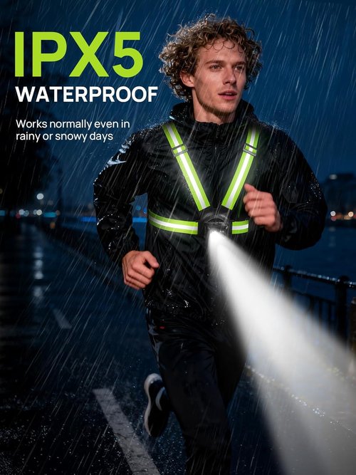 Acso Running Light - 500 Lumens Rechargeable Gear with 360° Reflective Vest | IPX5 Waterproof for Night Jogging