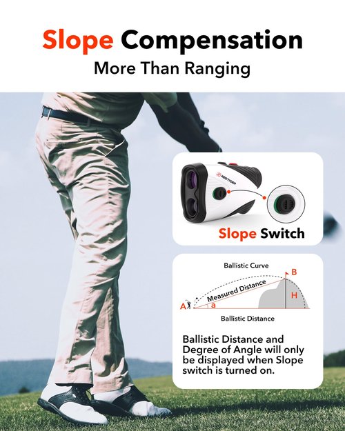 REDTIGER Golf Rangefinder with Slope Switch, 1200 Yards Range Finder Golfing, 7X Magnification, Flag Pole Locking Vibration, Rechargeable Range Finders with Magnet Stripe, GolfVue Series 1