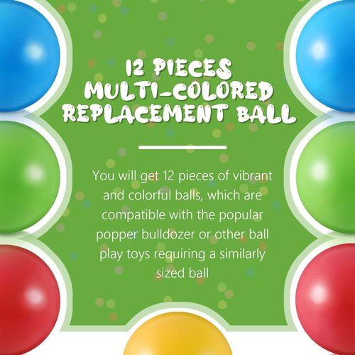 Civaner 12-Pack Multi-Colored Plastic Replacement Balls - Soft, Crush-Proof 1.75-Inch Ocean Balls for Toddlers