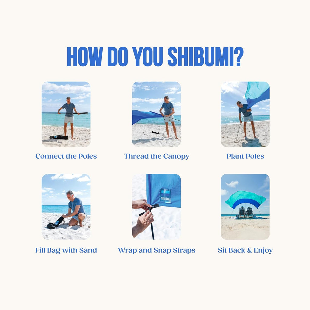 Shibumi Shade 3.0 Beach Tent Canopy - Wind-Powered, Quick Setup in 3 Mins, 150 Sq. Ft. for 8 People, UPF 50+