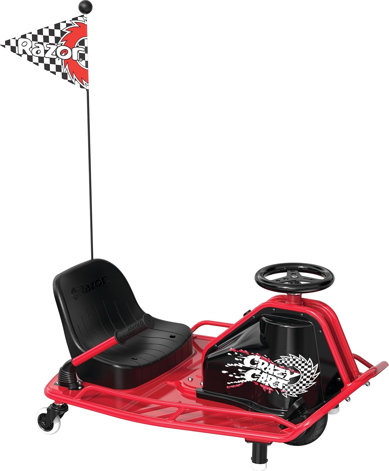 Razor Crazy Cart - 24V Electric Drifting Go Kart - Variable Speed Up to 12 MPH, Black/Red