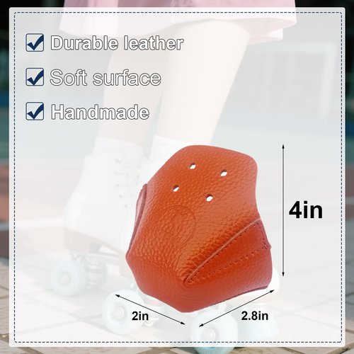 VKEDA 100% Real Cowhide | Toe Cap Guard Protectors | Roller Skate Derby Speed 1 Pair(Brown)