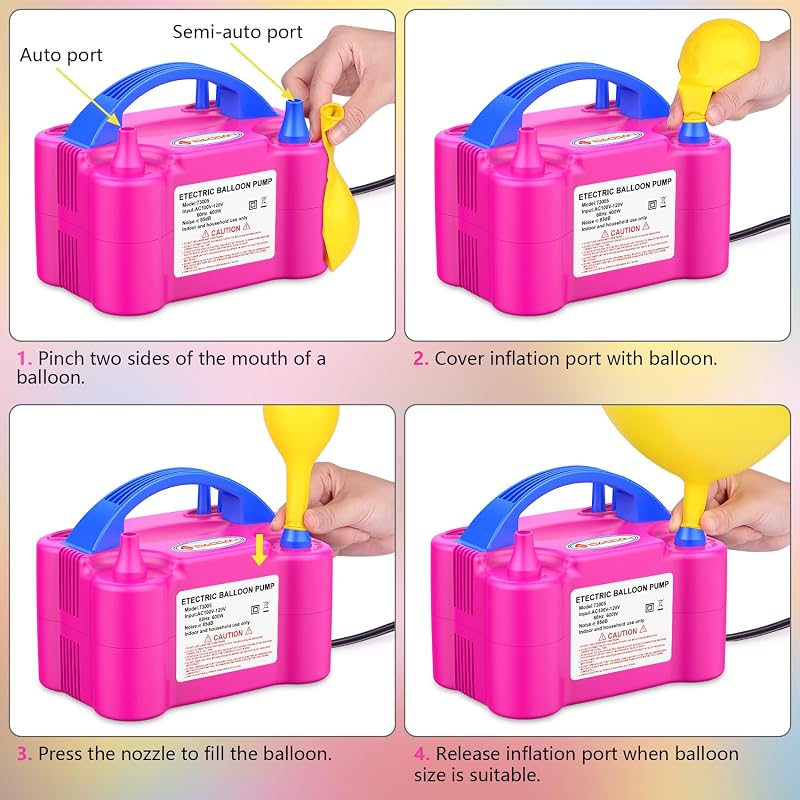 IDAODAN Big Red Electric Balloon Pump - Portable Dual-Nozzle Balloon Blower
