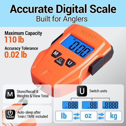 Fish Scale Digital Fishing Scale - 110 lb Capacity with Lip Gripper & LCD Display | Perfect Fishing Gift for Men