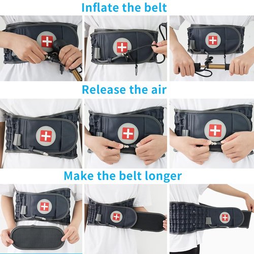 Samflykaka Decompression Back Belt for Pain Relief,Lower Back Traction Device for Women and Men One Size Fits 29-49 inches Waist (Blue)