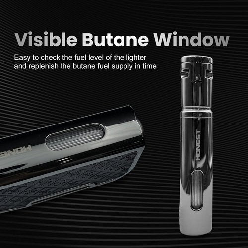 Butane Torch Lighter,Soft/Jet Dual Switchable Windproof Adjustable Flame,Refillable Grinding Wheel Cool Lighter with Punch,Men’s Gift(Butane Not Included)