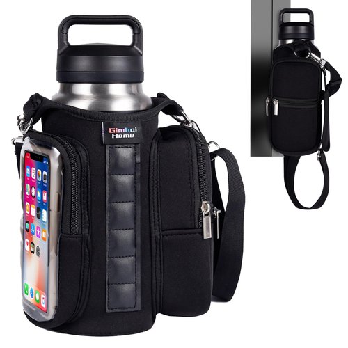 Magnetic Gym Bags for Men & Women with Adjustable Strap,Magnetic Bag Water Bottle Holder for Travel, Work,Sports,Water Bottle Sling Bag with Pocket (Black)