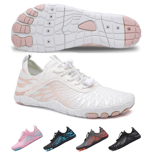 SIOSNETA Hike Barefoot Shoes for Women Men, Breathable Non-Slip Athletic Footwear, Wide Toe Water Shoes for Hiking, Non-Slip Neuropathy Shoes for Women Men, Grounded Comfort wear White