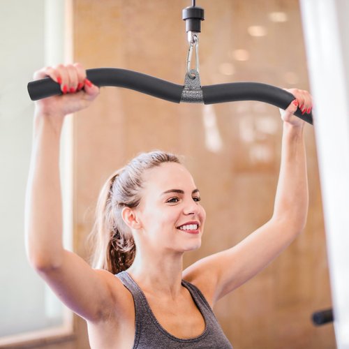 BESPORTBLE Steel Bow Pull Rod Cable Bar for Home Gym Strength Training Exercise Machine Attachment for Biceps Triceps Back and Shoulders Workout