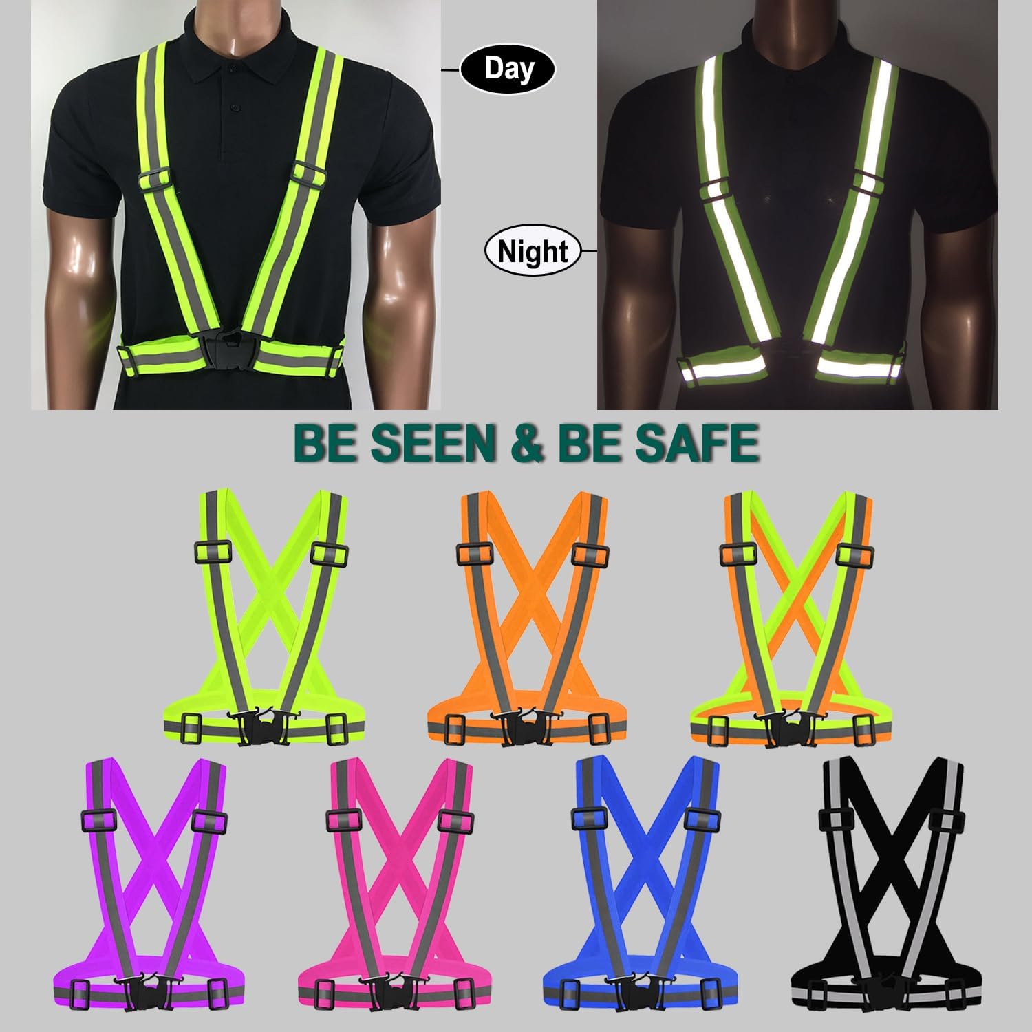 Skiennix Reflective Vest - High Visibility Adjustable Safety Gear for Night Running & Outdoor Activities