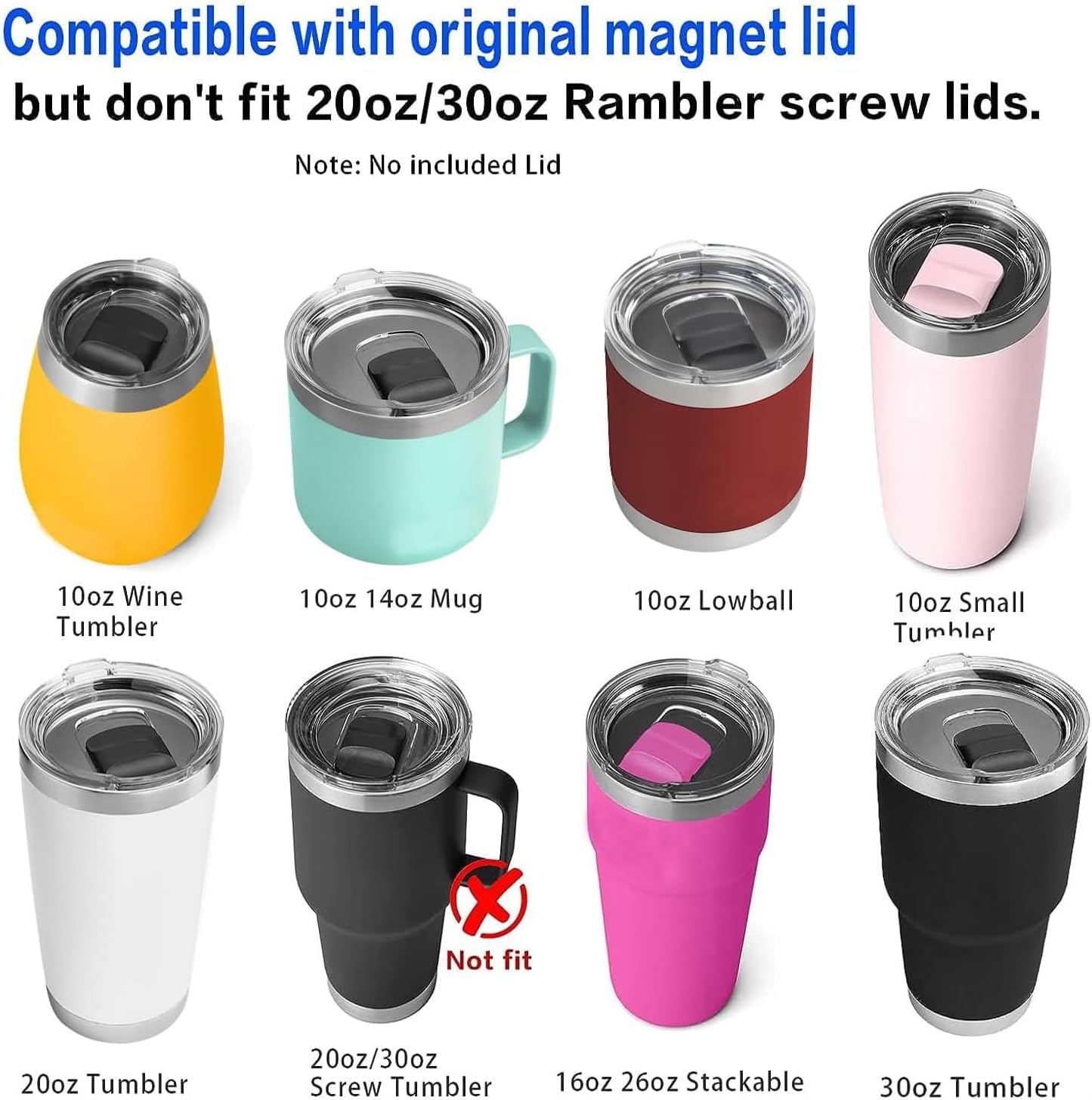 Yeti Magnetic Slider Replacement Block - Fits 10 oz, 14 oz, 16 oz, 20 oz, 26 oz, 30 oz | Black 2 Pack