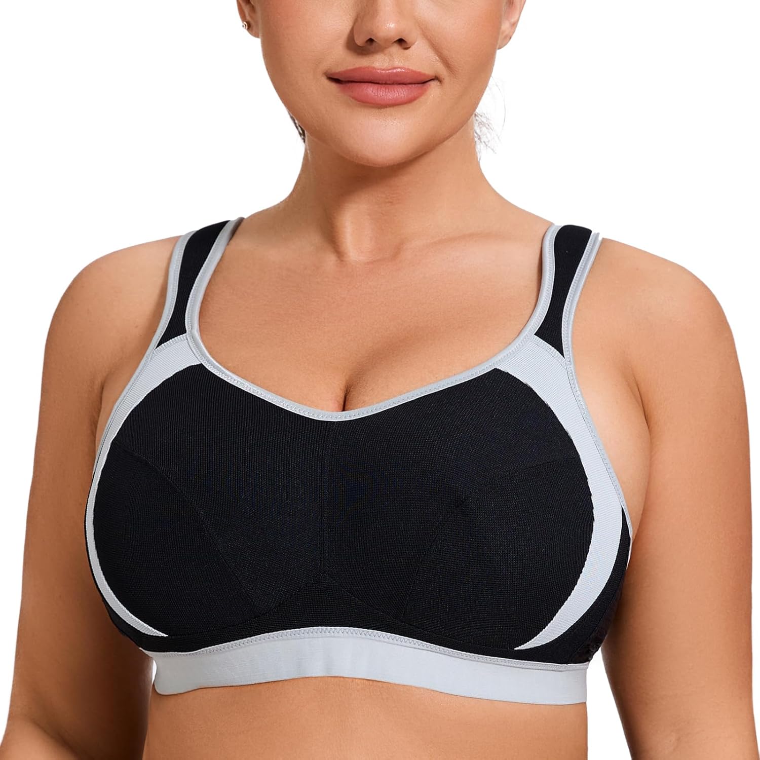 Skiennix Women's High Impact Support Sports Bra - Wirefree Bounce Control | Plus Size Comfort