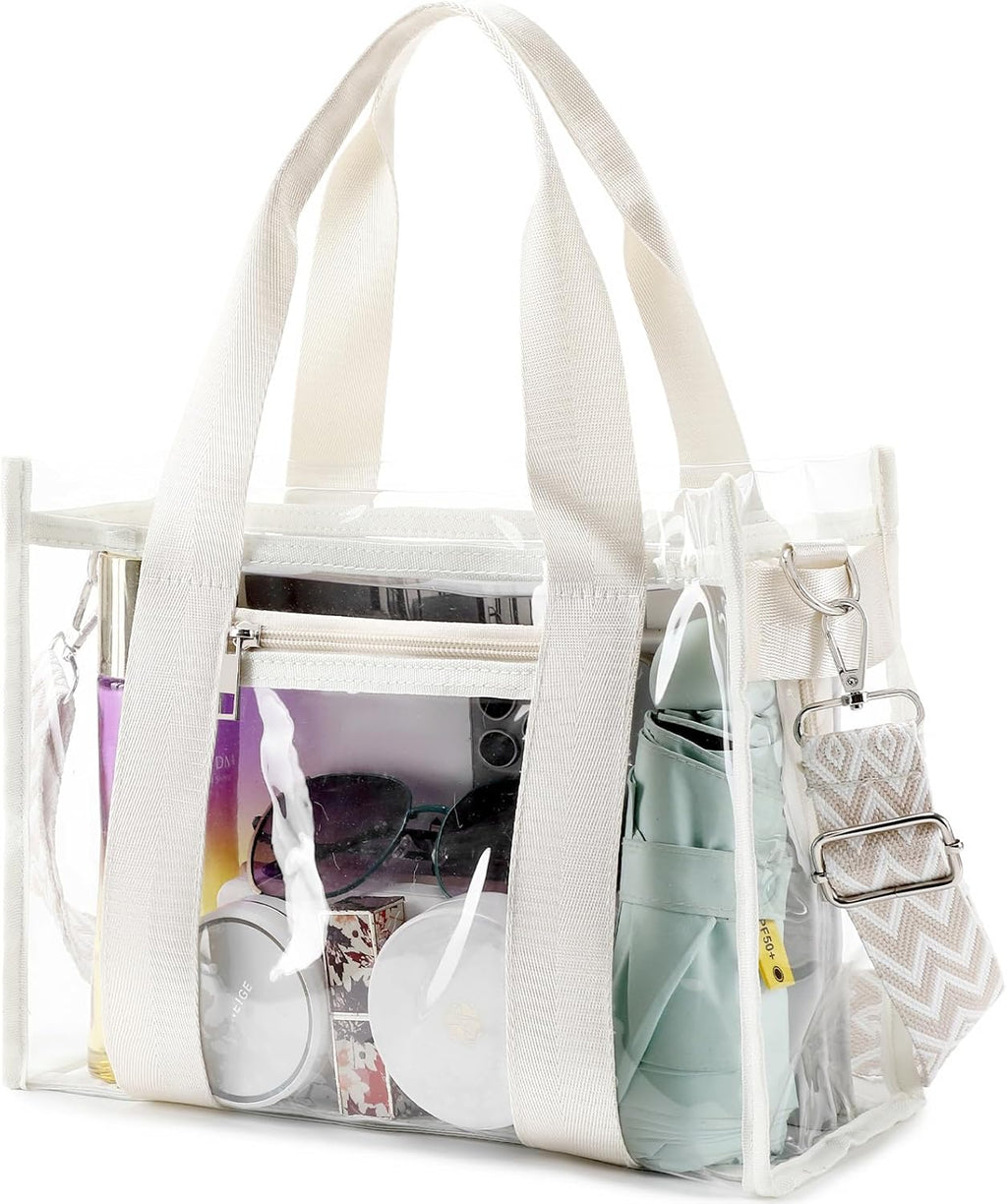 Skiennix Clear Stadium Bag - Large Transparent Tote with Inner & Outer Zip Pockets | Ideal for Sports, Concerts, Beach