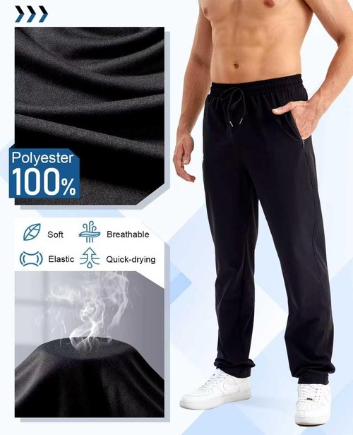 OZYJD Mens Sweatpants with Zipper Pockets 5 Pack Athletic Joggers for Men Warm Slim Fit Track Workout Running Sweat Pants