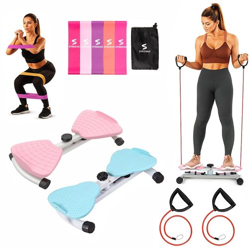 Strenvo Waist Twister Machine for Home Workout (Pink) with 5 pcs Resistance Bnads Set