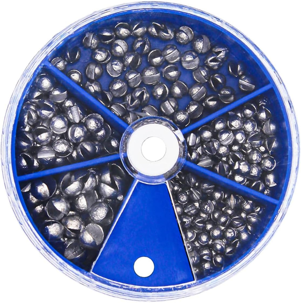 Skiennix Fishing Weights Sinkers - 230 Pcs Round Split Shot Sinker Set | 5 Sizes Available