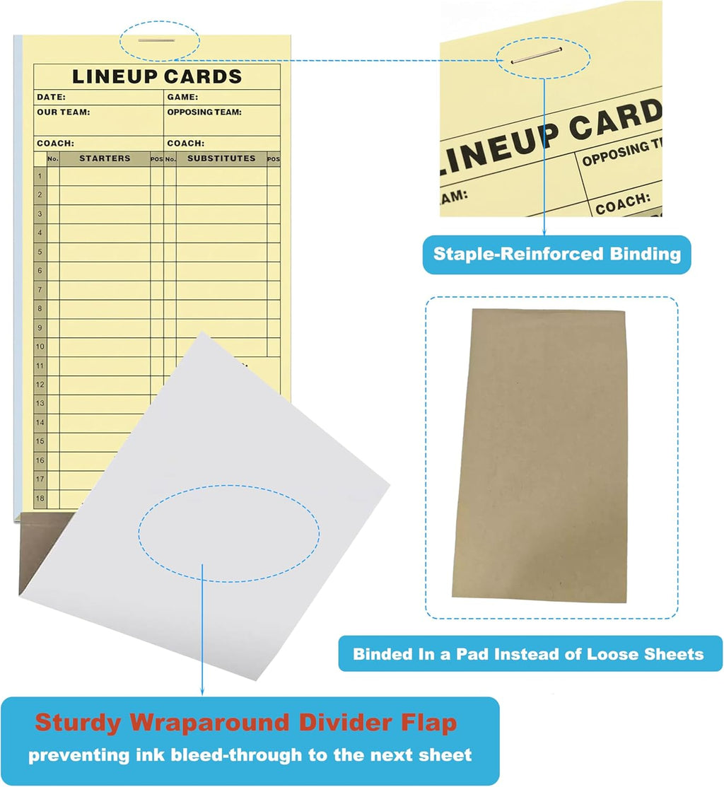 Scorebook Pro | Baseball & Softball Carbonless Lineup Card Book - 4.5x8 in, 100 Sheets, 18 Player Roster
