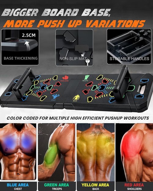 Solid Push Up Board,Home Gym,16 in 1 Home Workout Equipment Multi-Functional Push Up Stands System Fitness Floor Chest Muscle Exercise Professional Equipment Burn Fat Strength Training Arm Men & Women (16-1)