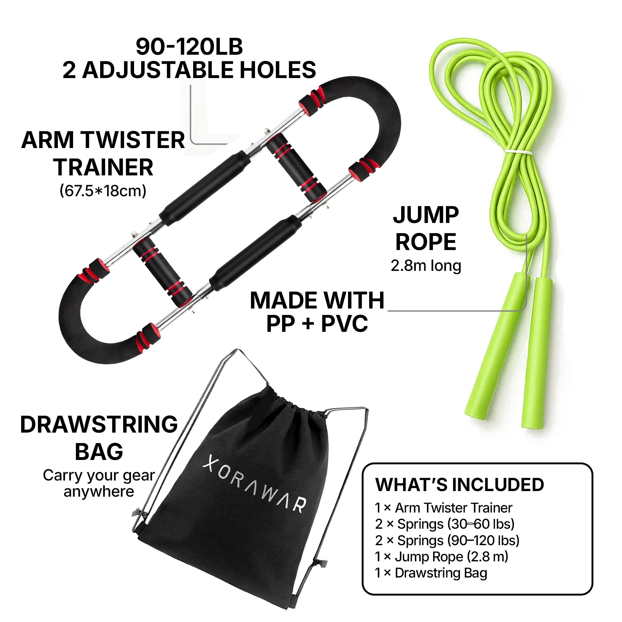 XORAWAR Twister Arm Trainer for Men | 2 Pairs of Springs 30–120 lbs | Fitness Equipment | Gym Equipment for Home | Chest and Arm Trainer | Arm Exercise Equipment | Calisthenics Equipment