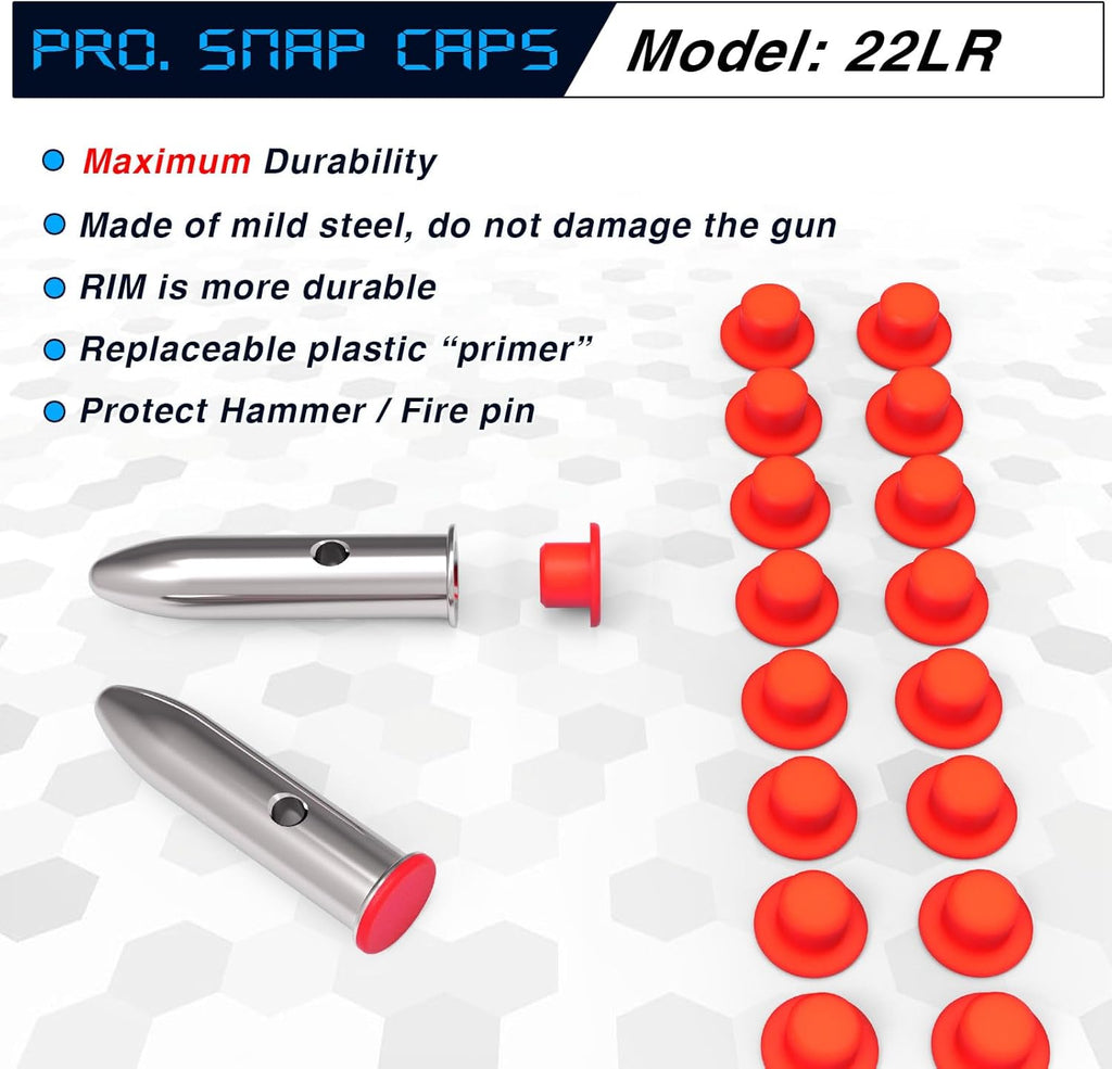 Snap Caps | Reusable Training Dummy Rounds for Safe Dry Fire Practice - Realistic Weight
