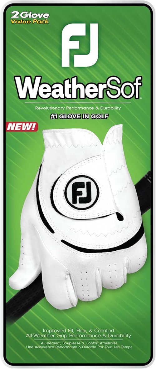 FootJoy Men's Golf Gloves - WeatherSof 2-Pack for Superior Grip and Comfort
