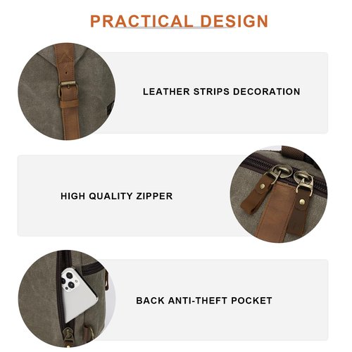 KouLi Buir Canvas Sling bag,Small Crossbody Backpack,Convertible Chest Bag Casual Daypack For Outdoor Cycling Hiking Travel (B2463-Olive Green)
