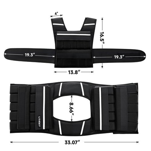 Liveet Adjustable Weighted Vest for Men Women, 20lb Weight Vest with 20 Removable Weights, Heavy Duty Running Vest with Reflective Strips for Walking Strength Training Calisthenics