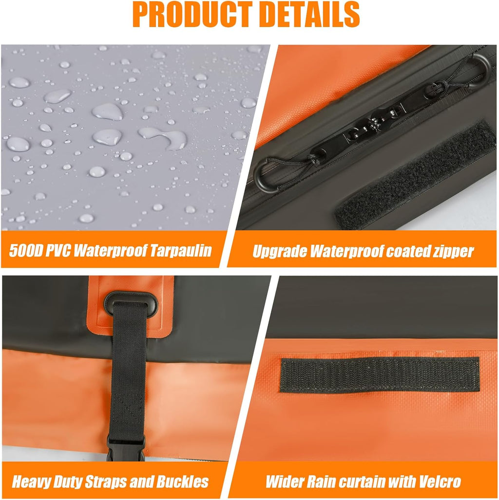 Skiennix Rooftop Cargo Carrier Bag - 30 Cubic Feet Waterproof Soft-Shell Design | Includes Anti-Slip Mat & Straps (Orange)