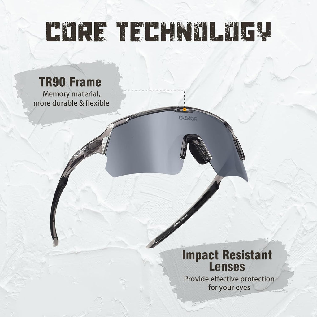 Polarized Cycling Glasses by [Brand Name] - Unisex Translucent & Gray Design for Ultimate Clarity
