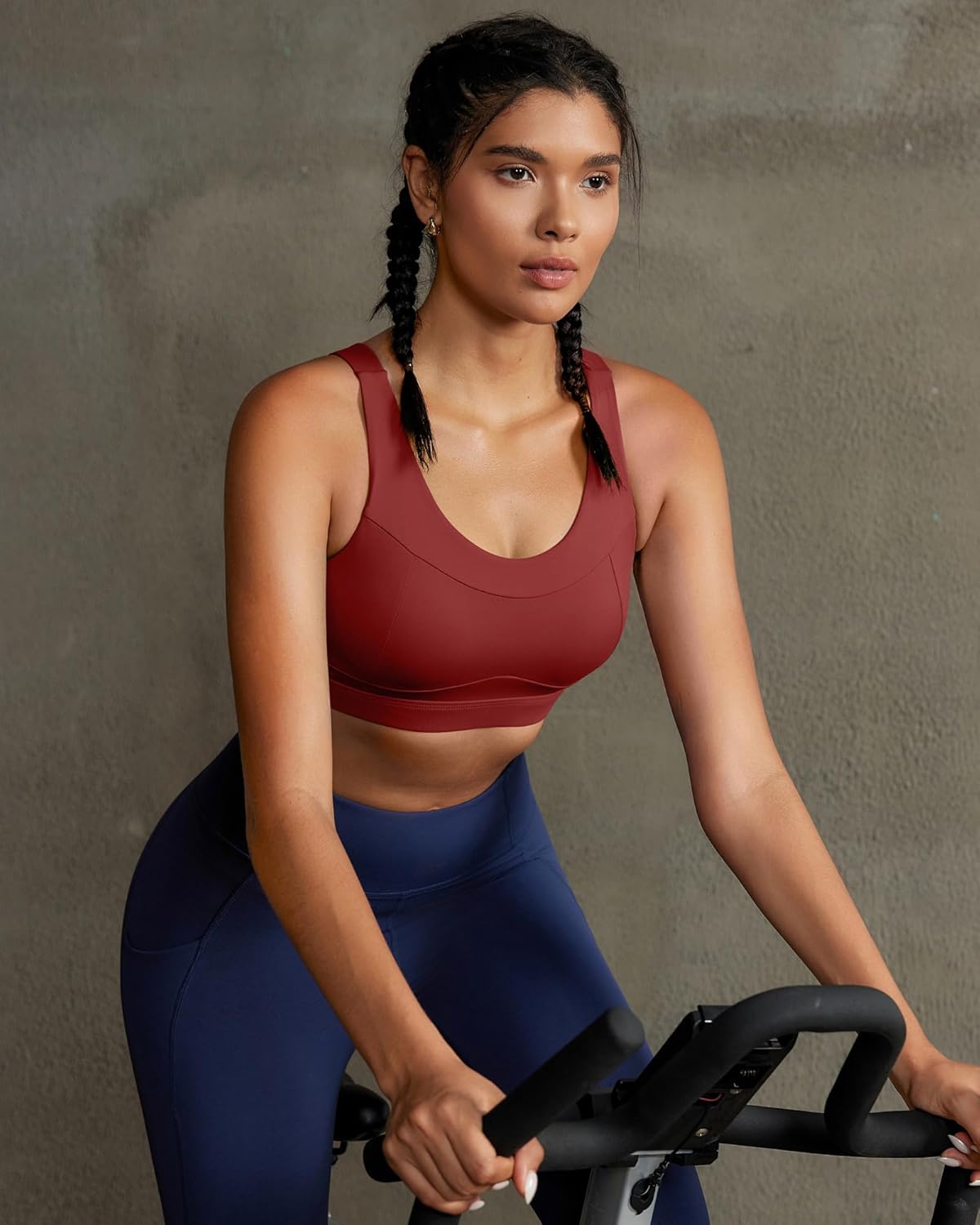 RUNNING GIRL High Impact Sports Bra - Racerback Workout Crop Top for Women | Comfortable Longline Design