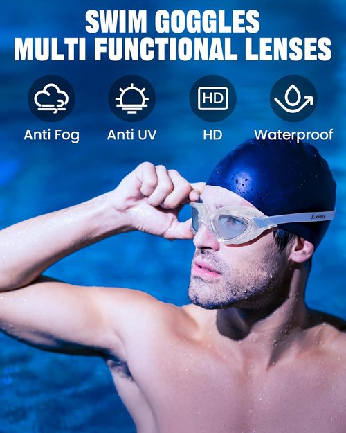 Keary Swim Goggles - UV Protection & Anti-Fog Design for Adults & Youth | Perfect for Pool Use