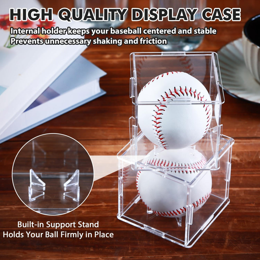 Skiennix Baseball Display Case - 12 Pack UV-Blocking Acrylic Holder for Signed Baseballs | 3.2 Inch Cube